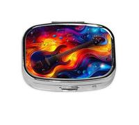 Music Style Mini Pill Box Metal Travel Medicine Organizer with 2 Compartments Pocket-Sized Pill Container