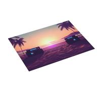 Music Summer Beach Printed Dish Drying Mat 61x46 CM Dish Drying Pad Highly Absorbent Microfiber Kitchen Counter Mat for Dishes Drainer