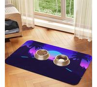 Music Summer Beach Printed Pet Bowl Mats, Non-Slip And Tasteless Dog And Cat Feeding Mats