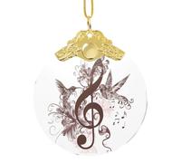 Music Symbol 3"Glass Christmas Decor,Christmas Tree Ornament,Xmas Decoration, Holiday Decoration,Glass Round Pendant,Perfect For Holiday Party,Window,Tree,Home Decor