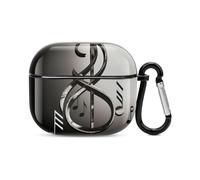 Music Symbol Bluetooth Earbuds Case Cover Full Body Shockproof Protection Hard Case Support Wireless Charging with Keychain Personalized Gift for AirPods 3