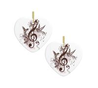 Music Symbol Christmas Tree Ceramic Hanging Bauble Personalised Xmas Baubles Cute Christmas Ornaments Gifts For Kids Family Friends