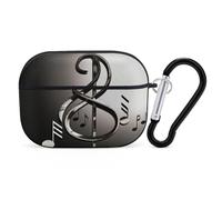 Music Symbol Earbuds Organizer Shockproof Protective Airpods Pro Cover with Carabiner Clip Anti Fall Carrying Earphone Case Cover for Airpods Pro 2nd Generation Black