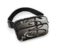 Music Symbol Fanny Pack Belt Bag with Adjustable Strap Fashion Waist Bag for Outdoor Sports Hiking, white, 20x13cm, Full Printed Waist Bag