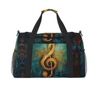 Music Symbol print Carry on Luggage for Women Men Shoulder Weekender Crossbody Bag for Yoga Travel Must Haves, Black, One Size