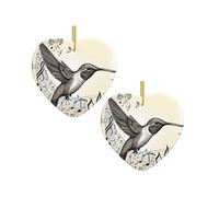 Music Symbol Print Christmas Tree Ceramic Hanging Heart Shaped Christmas Tree Pendants Family Gatherings Holiday Party Decor.