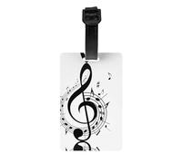 Music Symbol Print Luggage Tags with Full Back Privacy Cover - Bright Suitcase Identifier for Travel, Cruise & More