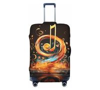 Music Symbol Print Washable Suitcase Cover Personalized Luggage Protector Travel Elastic Anti Scratch, Black, Medium