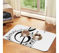 Music Symbol Printed,Waterproof Pet Feeding Mat,PU Leather Placemats for Cat Dog Water Bowl,Food Mats,30x45cm