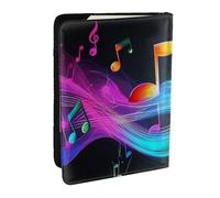 Music Symbols are Filled with Smoke Printed Passport Holder,Travel Pu Leather Passport Cover Case Organiser for Men Women,6.5 Inch