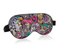 Music Symbols Guitar Piano Doodles Colorful Eye Masks Cover Blocks Light Sleep Mask Shade Cover Blindfold Relaxing Eyeshade Cover with Adjustable Head Strap for Men Women Kids