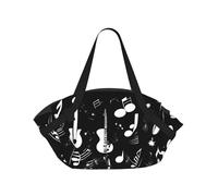 Music Symbols Love 37'' Convertible Round Picnic Blanket Bag, 2-in-1 Portable Printed Camping Mat with Shoulder Straps