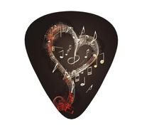 Music Symbols Love Print Guitar Picks 12-Pack - Assorted Thickness Picks (0.46 mm, 0.71 mm, 0.96 mm) with Storage Box & Assorted Unique Design for Acoustic, Electric, Bass, and Ukulele Players
