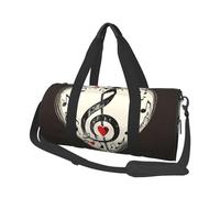 Music Symbols Love Print Travel Duffel Bag Large Foldable Round Travel Carry on Bag with Adjustable Shoulder Strap for Weekender Overnight Flight Hospital Sports