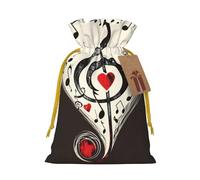 Music Symbols Love Printed Christmas Drawstring Gift Bags-Xmas Wrapping Bags,Candy Bag,For Holiday Party Decorations,Wedding Party Supplies M Yellow Christmas Ribbon