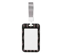 Music Symbols Love Printed Id Badge Holder with Neck Strap Vertical Waterproof Name Card Holder for Office School