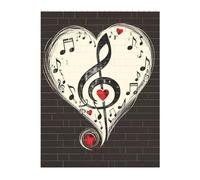 Music Symbols Love Printed Jigsaw Puzzle 16.7x22.3 CM, Rectangular Puzzle Challenging Game for Adults Gifts, Family Fun Decorative Wall Decor