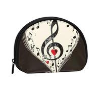 Music Symbols Love Printed Mini Coin Pouch, Shell Shape Zip Around Wallet, Small Zipper Pouch for Cash, Cards, Keys, Lipstick, Storage Pouch, Travel Organizer