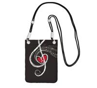 Music Symbols Love Printing Small Phone Crossbody Shoulder Holsters Bag,Fits All Cell Phones,Use For Running,Walking,Biking