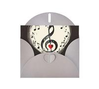 Music Symbols Love Prints Pearl Paper Horizontal Festival Greeting Card for Birthday Cards and All Occasions, Gray