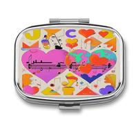 Music Symbols Love Travel Pill Organizer Portable Daily Waterproof Pill Case Small Medicine Storage Container for Vitamins Fish Oil Cod Liver Oil Earplug Storage