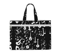Music Symbols Love Zippered Document Bag with Handle for Carrying Paper Files Books Filing Folder, Black, One Size