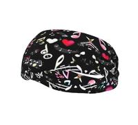 Music Symbols Lovely Headband Hair Sweat Headband Head Wrap Hair Non-Slip Stretchable Washable Makeup Headband