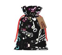 Music Symbols Lovely Print Christmas Drawstring Holiday Candy Bag Xmas Sacks Reusable Wrapping Bags Party Favor
