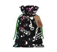 Music Symbols Lovely Print Christmas Drawstring Holiday Candy Bag Xmas Sacks Reusable Wrapping Bags Party Favor