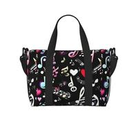 Music Symbols Lovely Print Tote Crossbody Travel Bag with Zip Casual Handbag for Weekend Trips and Gym Shopping