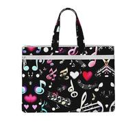Music Symbols Lovely Zippered Document Bag with Handle for Carrying Paper Files Books Filing Folder, Black, One Size