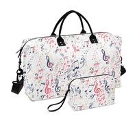 Music Symbols Red Black Fashion Travel Bag Large Carry On Airport Bag Gym Bag with Adjustable Strap for Trip Large Capacity