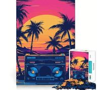 Music Synthwave s 1000 Piece Jigsaw Puzzles for Adults Jigsaw Fine Logic Toy Quiet Fun Neat Edge Memorable Gift (50x75cm)