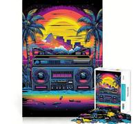 Music Synthwave s Jigsaw Puzzles 1000 Piece for Teenagers Boost Recall Stress Free Tight Edge Wall Art Decor (50x75cm)
