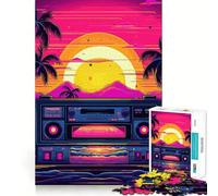 Music Synthwave s Jigsaw Puzzles 1000 Piece for Teenagers Boost Recall Stress Free Tight Edge Wall Art Decor (38x52cm)