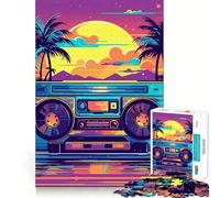 Music Synthwave s Jigsaw Puzzles for Adults 1000 Pieces Mind Skill Toy Slow Enjoy Design Assembly Lovely Gift (38x52cm)