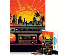 Music Synthwave s Jigsaw Puzzles for Adults1000 Pieces Focus Brain Toy Relax Time Tight Edge Santa Wish Pick (38x52cm)