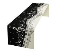 Music Table Runner,Retro Black White Piano Keys Table Runner for Home Indoor Outdoor Kitchen Holiday Party Wedding Decor 13x120 Inch