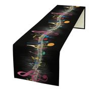 Music Table Runner,Retro Double Sided Colorful Music Note Table Runner for Home Indoor Outdoor Kitchen Holiday Party Wedding Decor 13x120 Inch