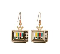 Music Tape Recorder Television Phonograph Earrings Funny Retro Enamel Colorful Mini TV Geometric Lightweight Dangle Drop Earrings for Women 80s 90s Old School Music Lover Classic Jewelry Gifts, Zinc