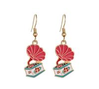 Music Tape Recorder Television Phonograph Earrings Funny Retro Enamel Colorful Mini TV Geometric Lightweight Dangle Drop Earrings for Women 80s 90s Old School Music Lover Classic Jewelry Gifts, Zinc