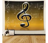 Music Tapestry Music Note Room Decor Blanket Musical Yellow Wall Tapestry Home Decoration for Bedroom Living Room Dorm 60"(H) x50"(W)