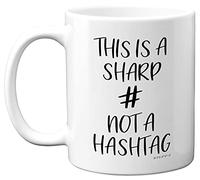 Music Teacher Gifts - This is A Sharp Not A Hashtag Music Mug - Music Gifts for Musicians, Gift for Piano Teacher, Guitar Teacher Presents, Pianist Gifts, 11oz Ceramic Dishwasher Safe Coffee Mugs Cup