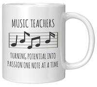 Music Teacher Mug - Turning Potential Into Passion - Gift for Music Teachers, Choir Directors, Band Instructors - Appreciation Gift, 11oz White Ceramic Coffee Cup