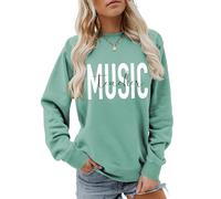 Music Teacher Sweatshirt, Music School Student Shirt Women Musician Crewneck Pullovers Teacher Appreciation Tops(Light green,S)