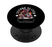 Music - Techno Glitch Teddy PopSockets Adhesive PopGrip