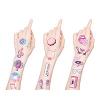 Music Temporary Tattoos Sticker Kit - 200+ Pcs Pink Music Era Party Merch Gifts Birthday Party Favors Decorations 8 Sheets Pop Singer Album Fake Tattoo Stickers For Fans Kids Concert Party Bag Fillers