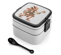 Music Tezcatlipoca Portable Bento Box Stackable 2 Layers Lunch Boxes Leakproof Food Storage Container Reusable Snack