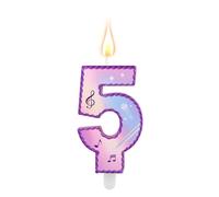 Music Theme Birthday Number 5 Candles, Pink Purple Cake 5th Candles with Musical Symbols Lace Design Cake Topper for Birthday Party Supplies Anniversary Celebrations (Number Five)