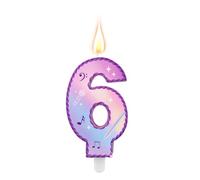 Music Theme Birthday Number 6 Candles, Pink Purple Cake 6th Candles with Musical Symbols Lace Design Cake Topper for Birthday Party Supplies Anniversary Celebrations (Number Six)